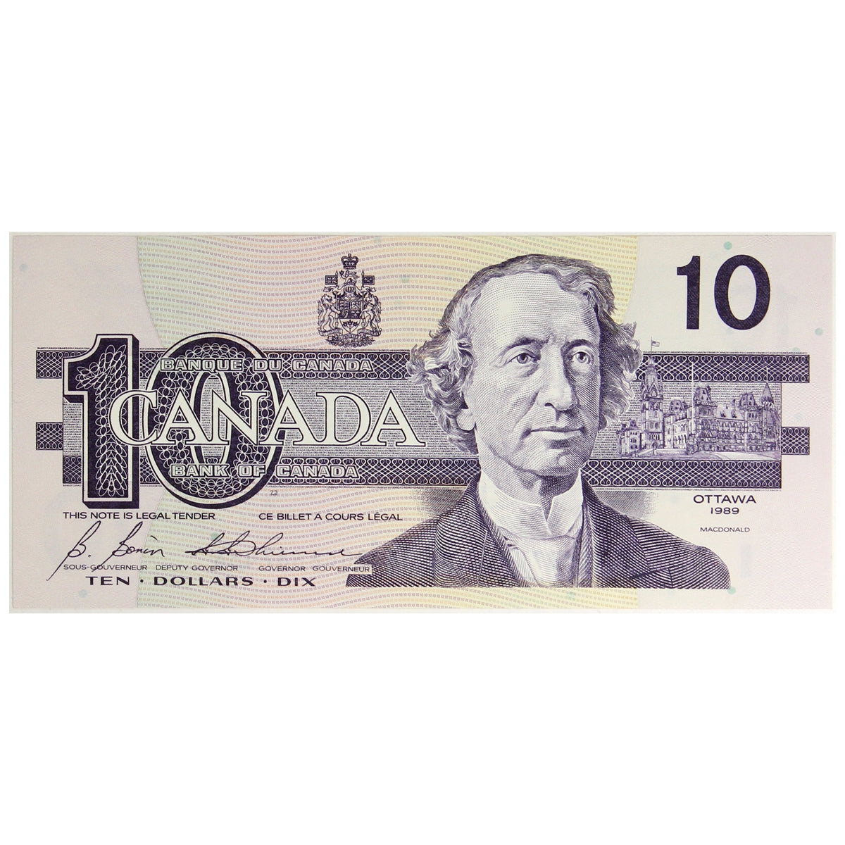 BC-57b 1989 Canada $10 Bonin-Thiessen, BDU, Uncirculated (MS60)