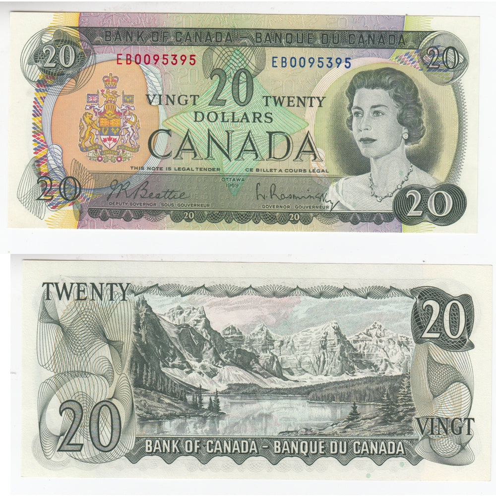 BC-50a 1969 Canada $20 Beattie-Rasminsky, EB, AU-UNC