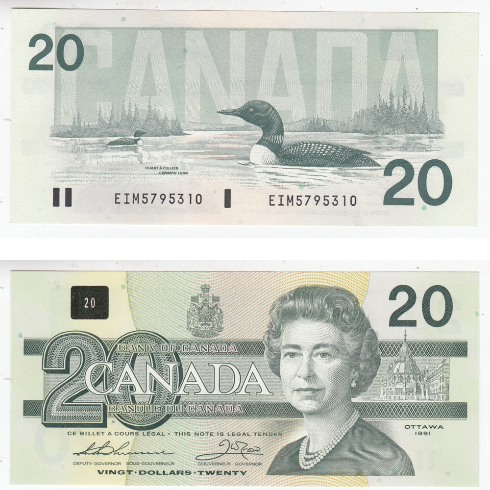 BC-58a-i 1991 Canada $20 Thiessen-Crow, EIM, Uncirculated (MS60)