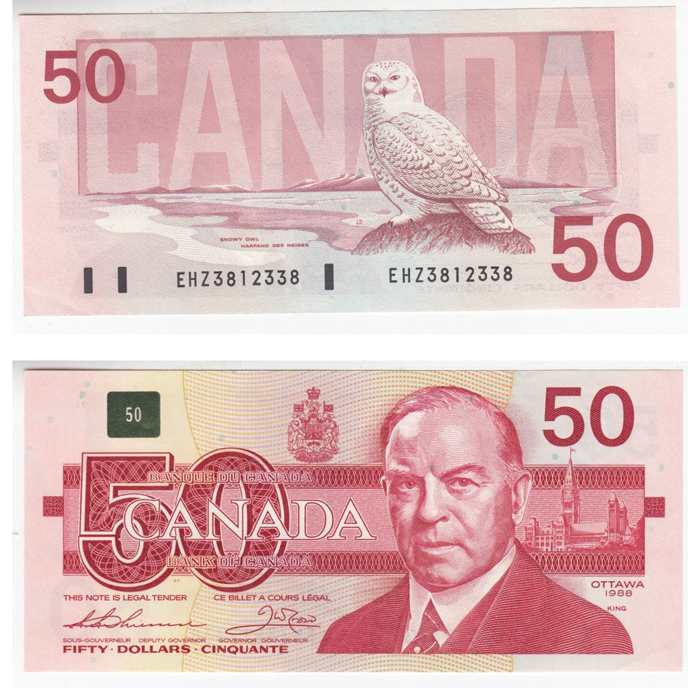 BC-59a 1988 Canada $50 Thiessen-Crow, EHZ, AU-UNC (AU55)