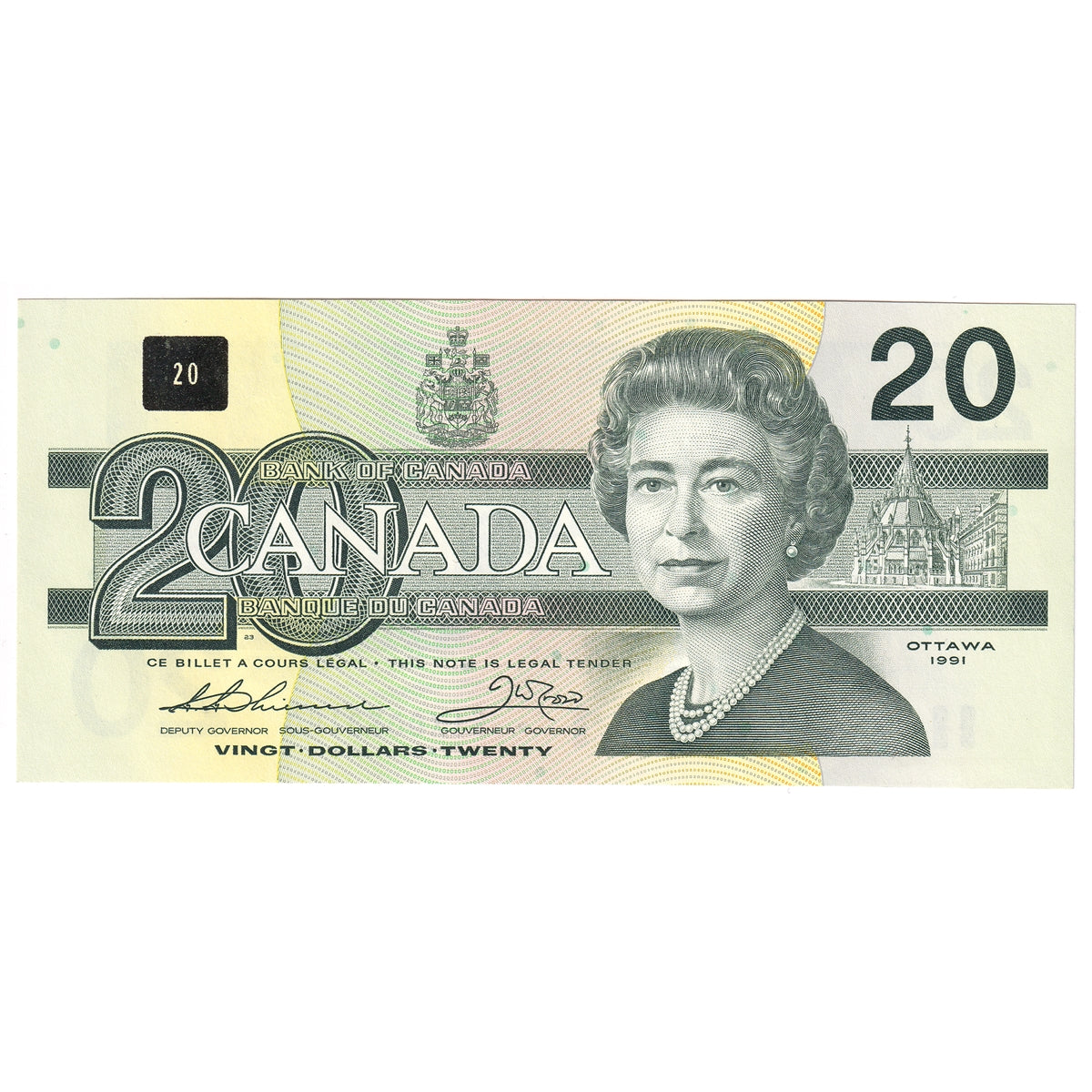 BC-58aA 1991 Canada $20 Thiessen-Crow, EIX Without Serifs, UNC