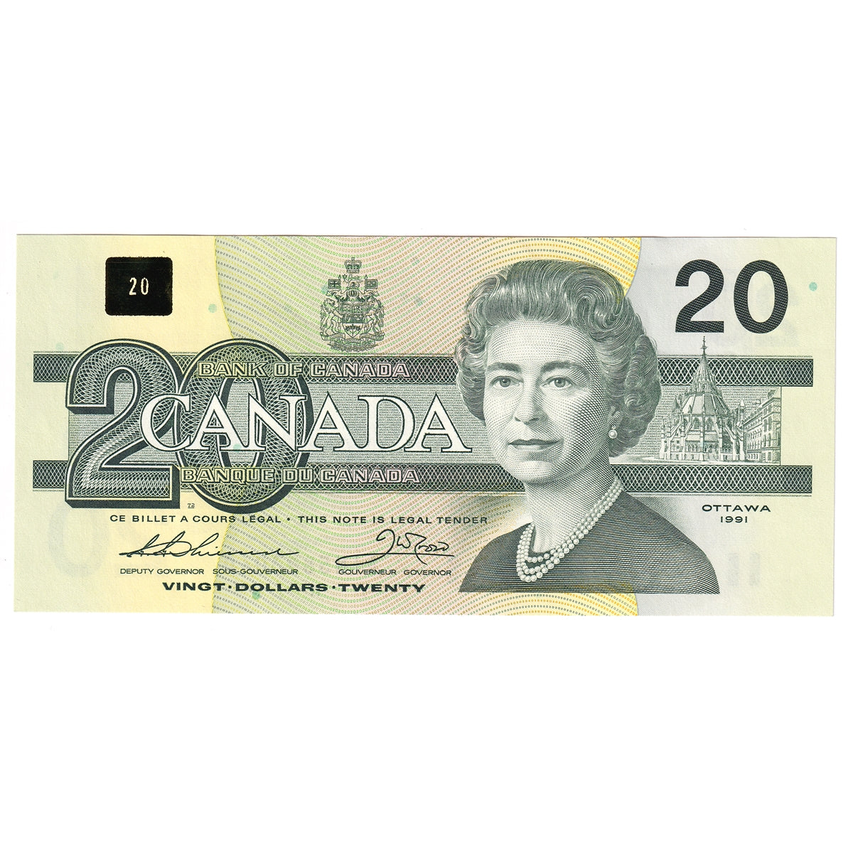 BC-58a-ii 1991 Canada $20 Thiessen-Crow, AIN, AU-UNC