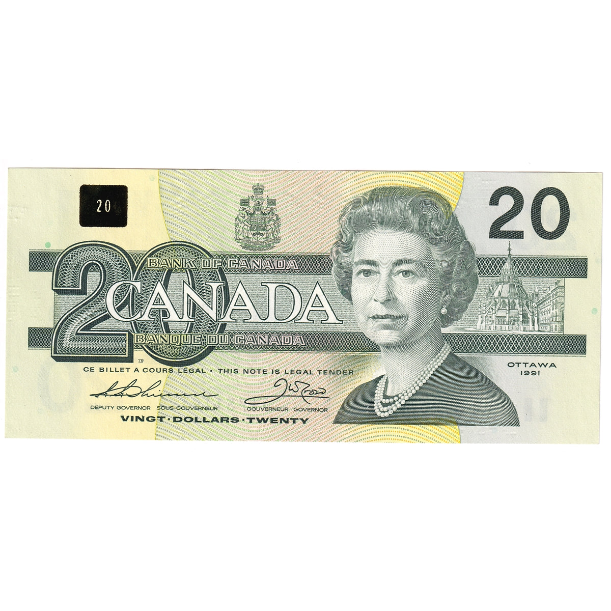 BC-58a-ii 1991 Canada $20 Thiessen-Crow, AIP, UNC