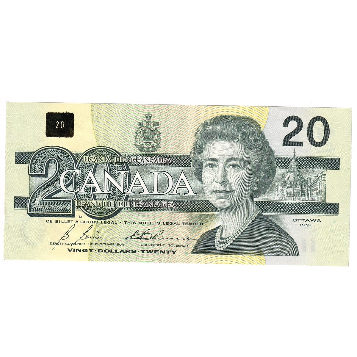 BC-58b-i 1991 Canada $20 Bonin-Thiessen, ASE, AU-UNC (AU55)