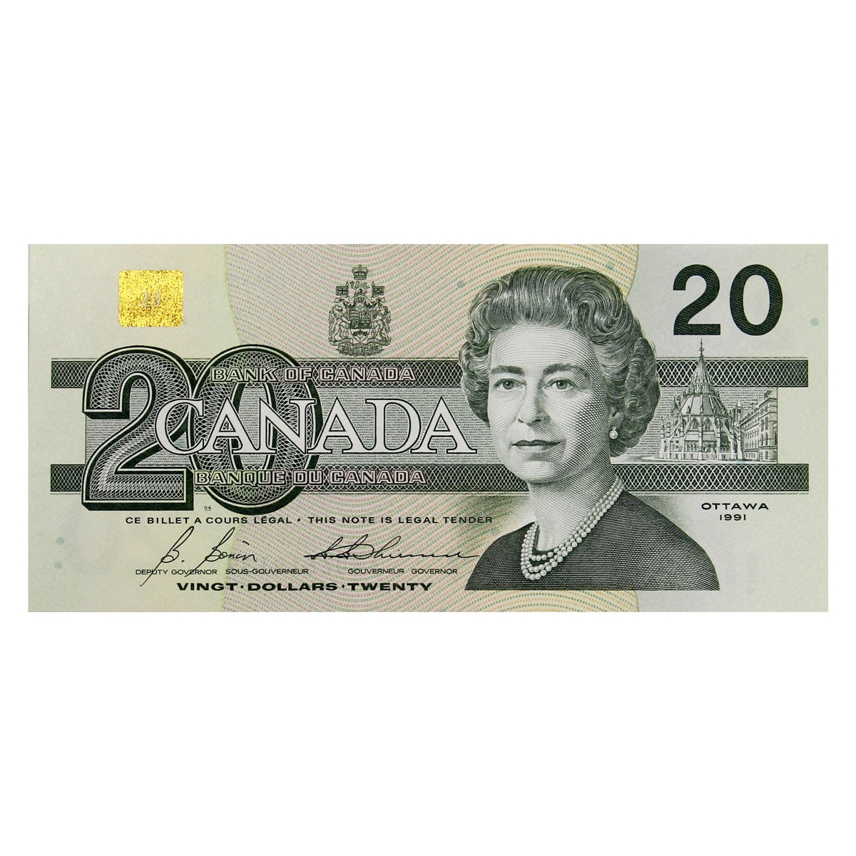 BC-58b-i 1991 Canada $20 Bonin-Thiessen, AVU, Choice Uncirculated (CUNC63)