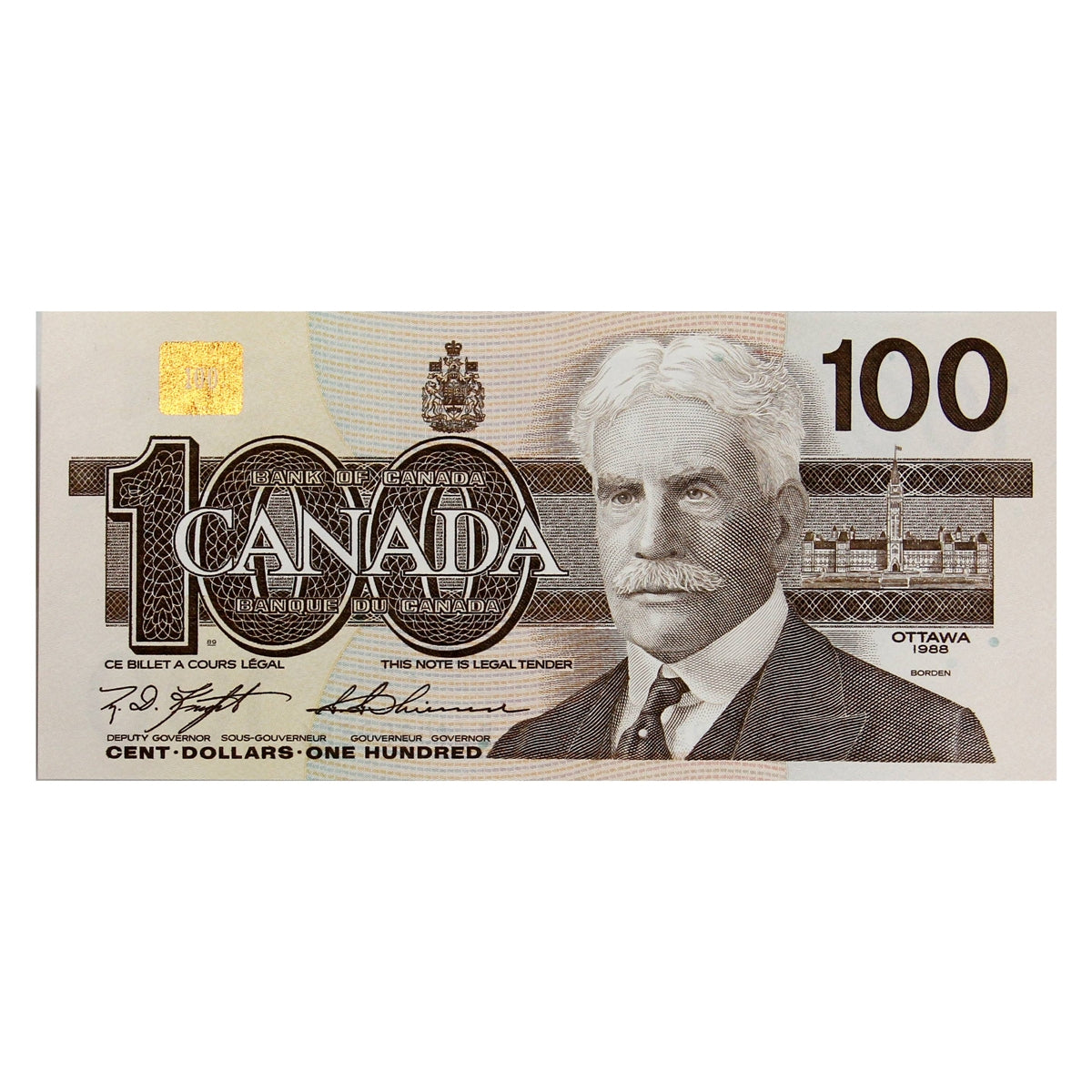 BC-60c 1988 Canada $100 Knight-Thiessen, BJK, CUNC