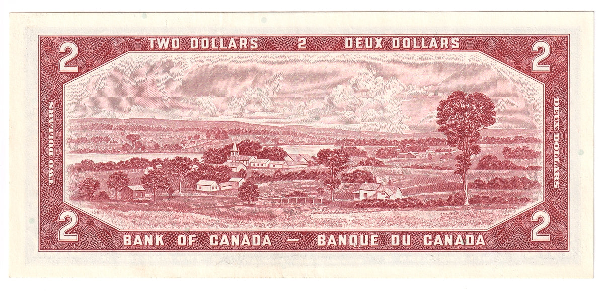 BC-38b 1954 Canada $2 Beattie-Rasminsky, P/U, Almost Uncirculated (AU50)
