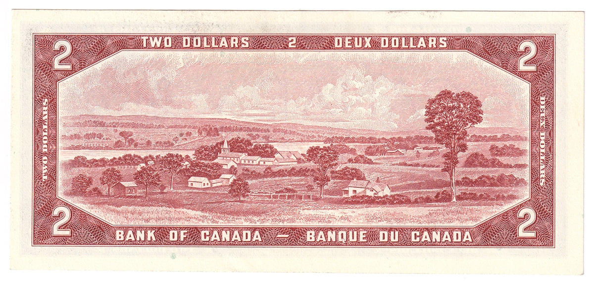 BC-38b 1954 Canada $2 Beattie-Rasminsky, Z/U, Almost Uncirculated (AU50)