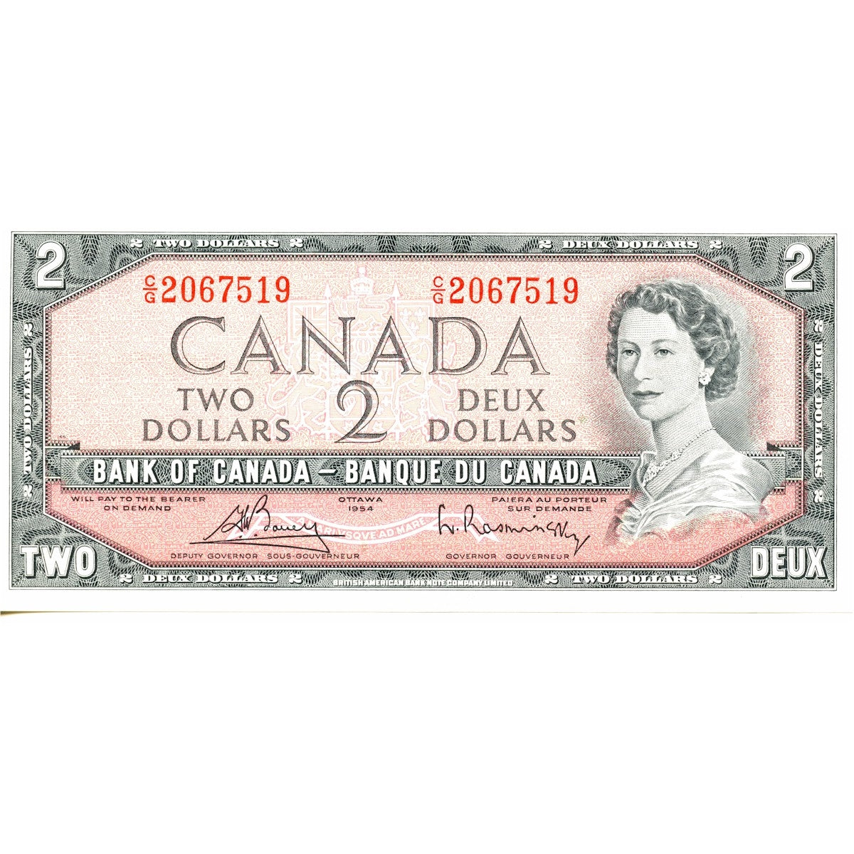 BC-38c 1954 Canada $2 Bouey-Rasminsky, C/G, EF