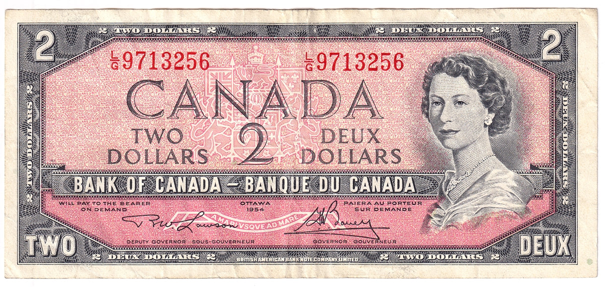 BC-38d 1954 Canada $2 Lawson-Bouey, L/G, VF