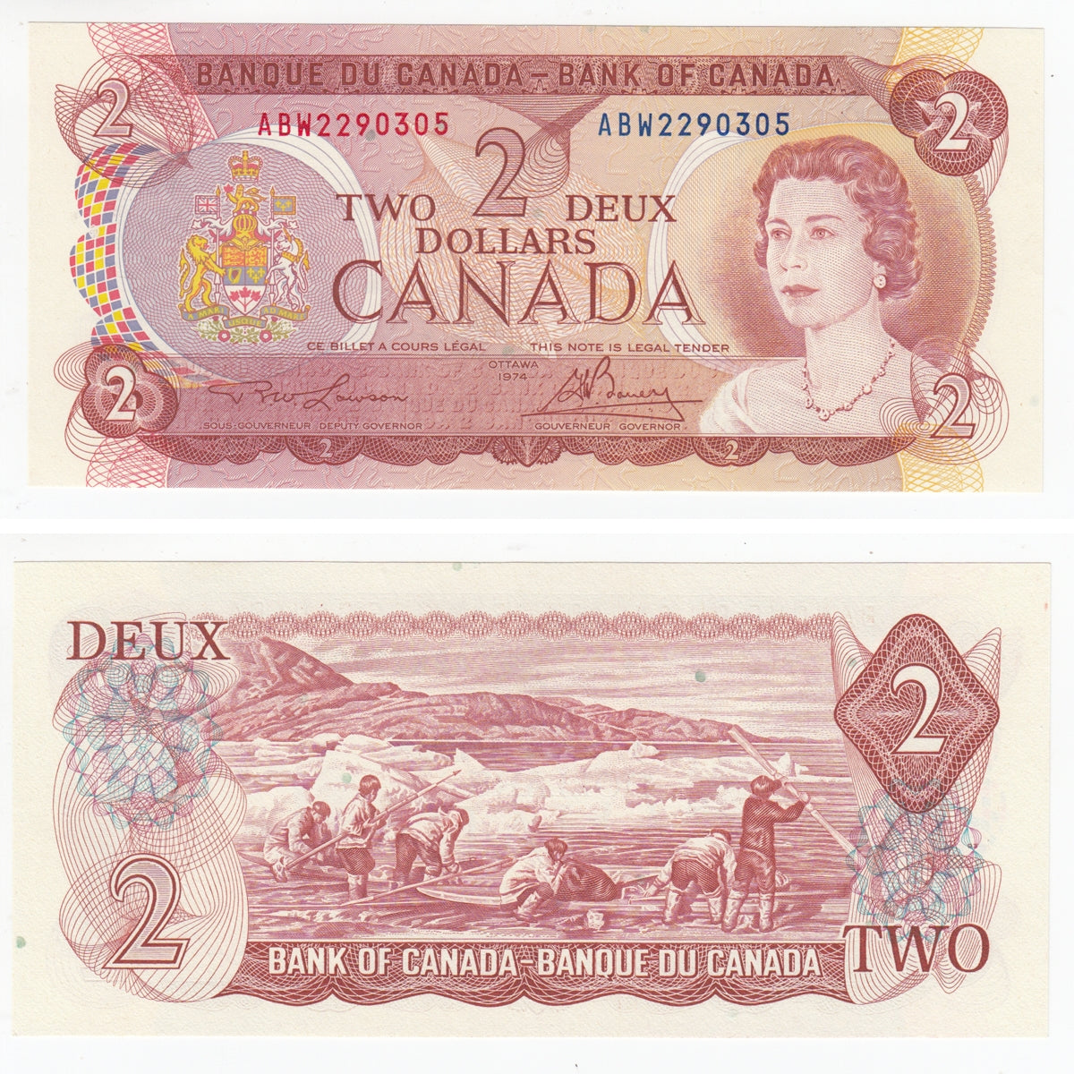 BC-47a-i 1974 Canada $2 Lawson-Bouey, ABW, CUNC