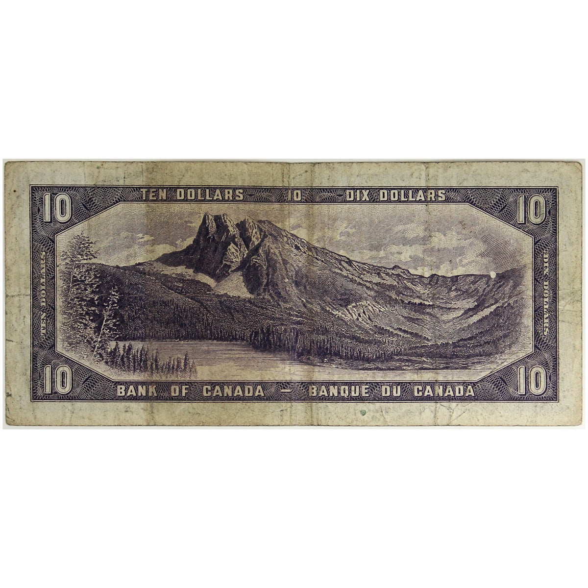 BC-32a 1954 Canada $10 Coyne-Towers, Devil's Face, C/D, Fine (F12)