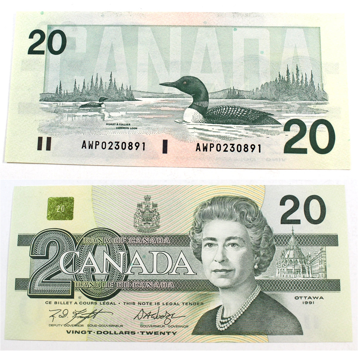 BC-58d-i 1991 Canada $20 Knight-Dodge, AWP, AU-UNC (AU55)