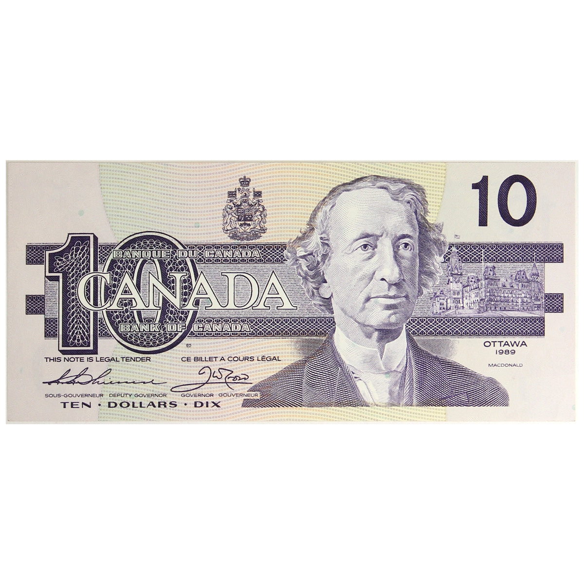 BC-57a 1989 Canada $10 Thiessen-Crow, ATK, Uncirculated (MS60)