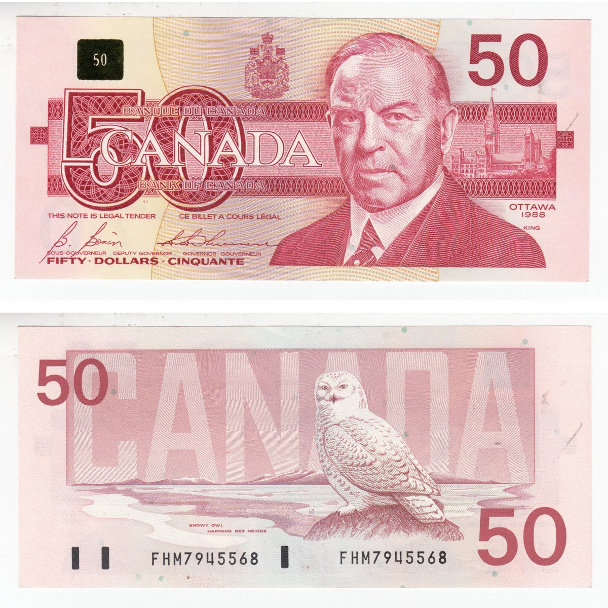 BC-59b 1988 Canada $50 Bonin-Thiessen, FHM, AU-UNC (AU55)