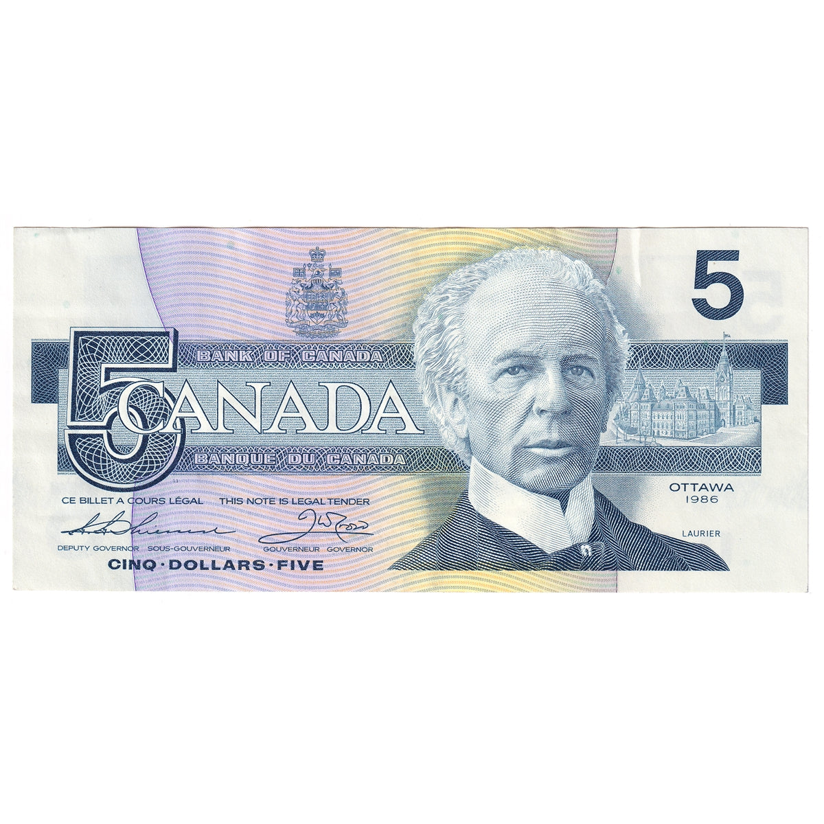 BC-56b 1986 Canada $5 Thiessen-Crow, FPF, AU