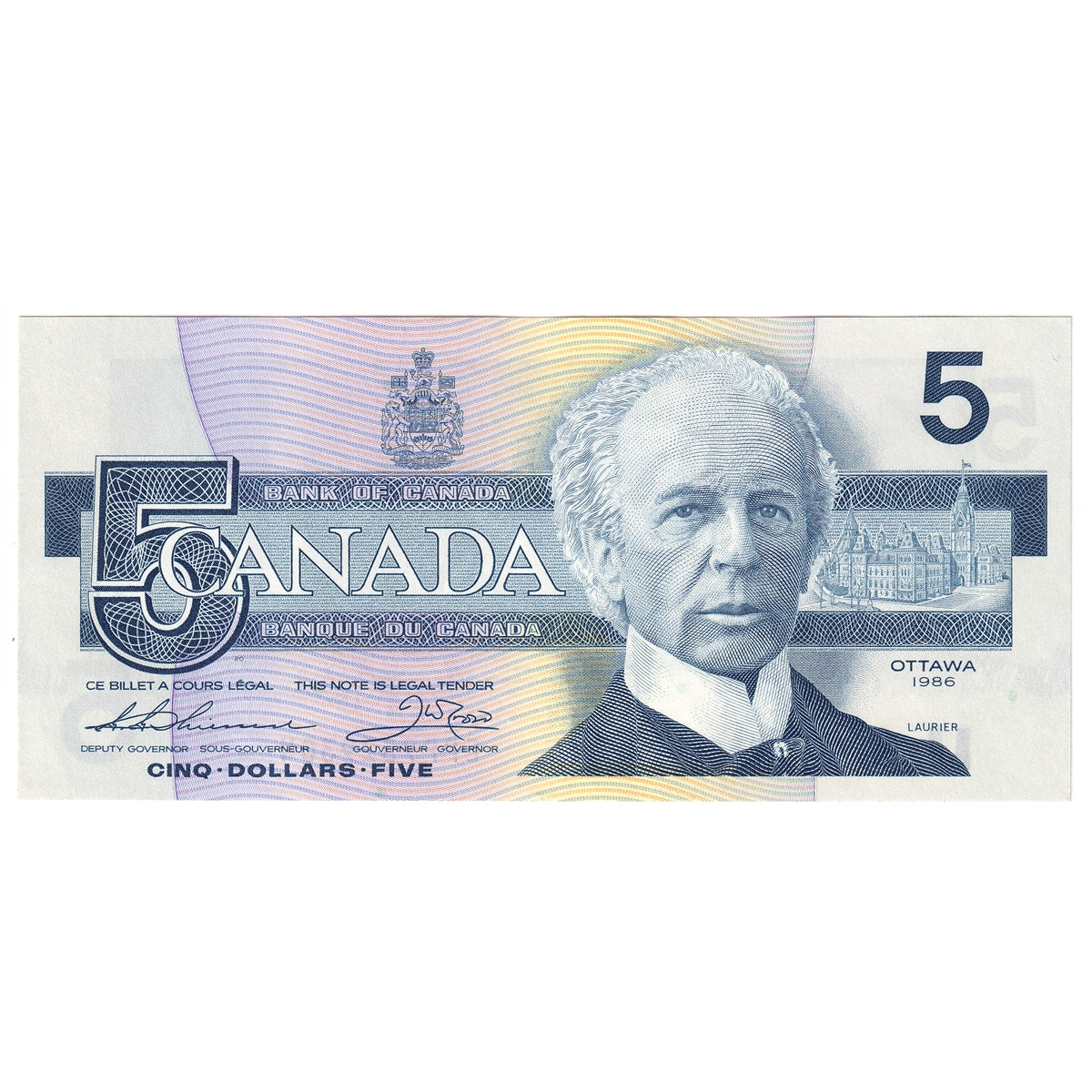BC-56b 1986 Canada $5 Thiessen-Crow, EPP, AU-UNC (AU55)