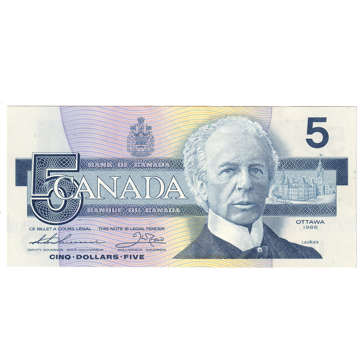BC-56b 1986 Canada $5 Thiessen-Crow, FNM, UNC