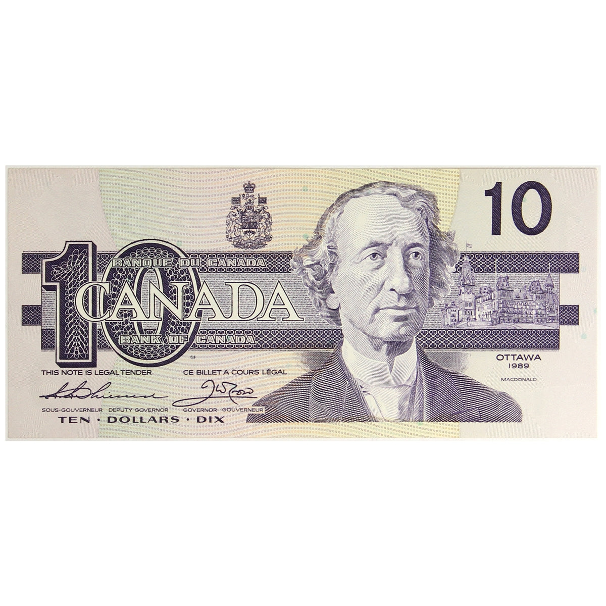 BC-57a 1989 Canada $10 Thiessen-Crow, ATK, AU-UNC