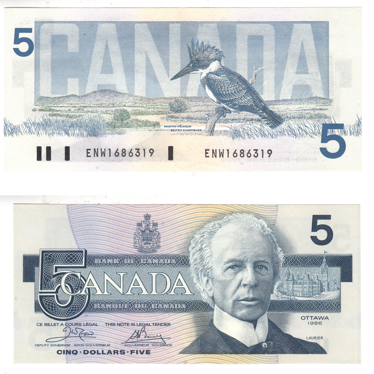 BC-56a 1986 Canada $5 Crow-Bouey, ENW, Uncirculated (MS60)