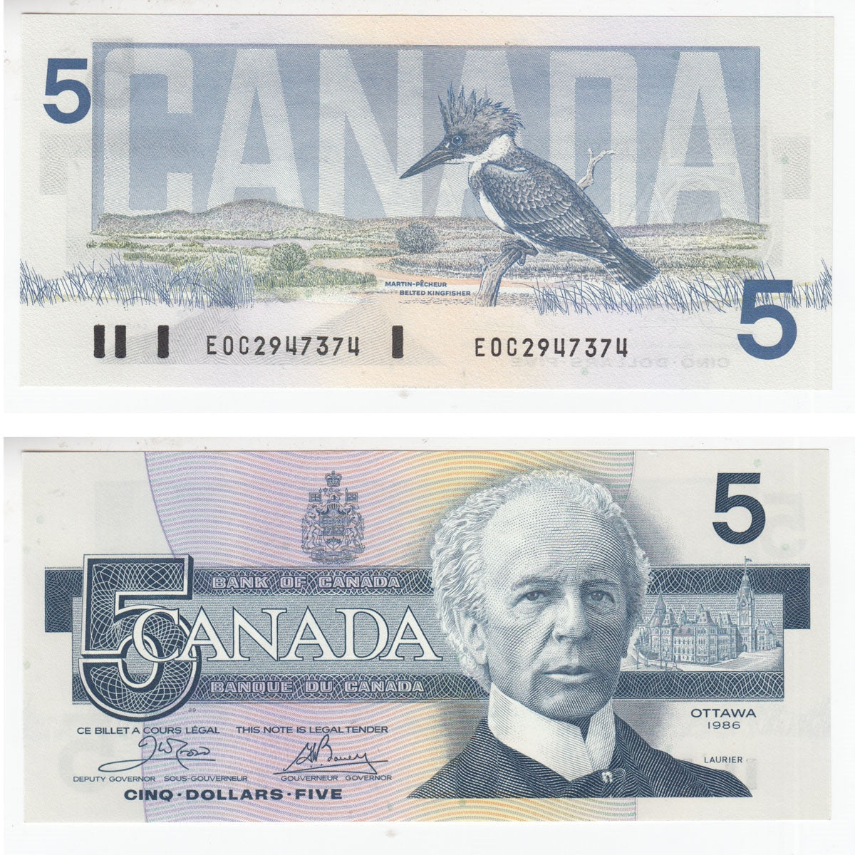 BC-56a 1986 Canada $5 Crow-Bouey, EOC, Uncirculated (MS60)