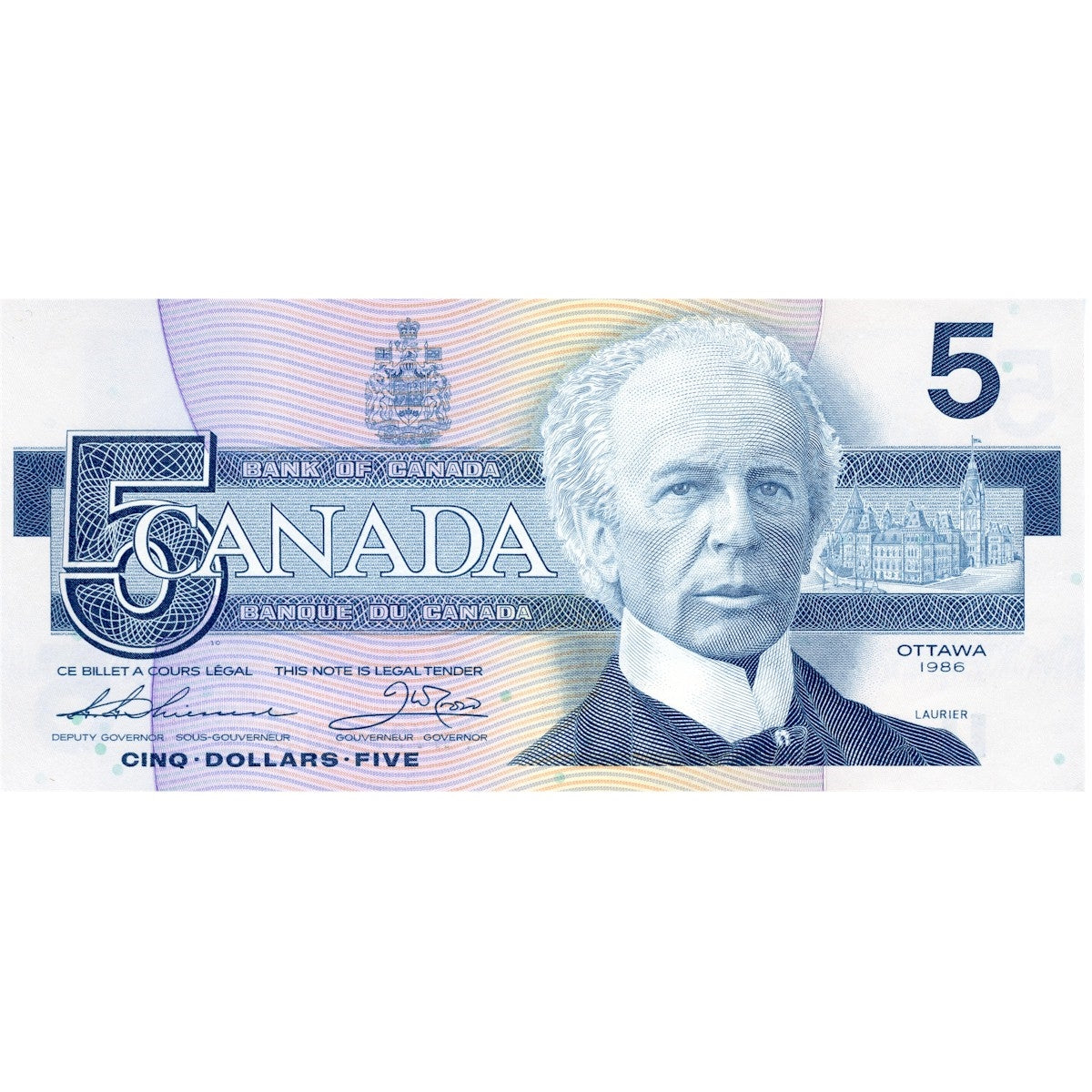BC-56b 1986 Canada $5 Thiessen-Crow, FNY, UNC