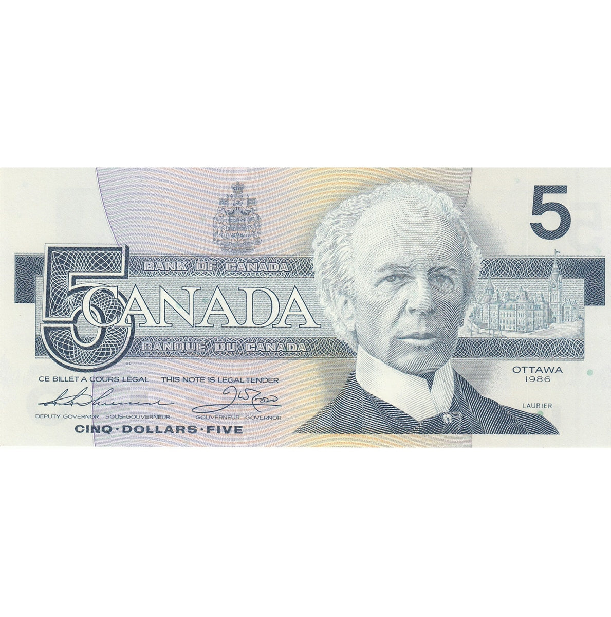 BC-56b 1986 Canada $5 Thiessen-Crow, FOZ, AU-UNC