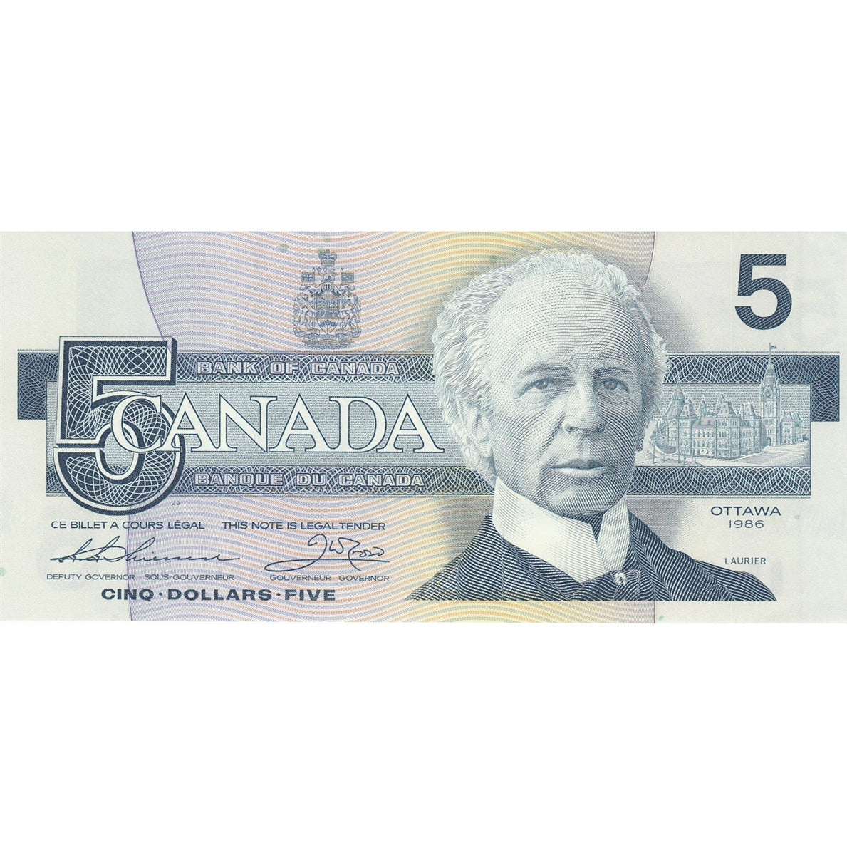 BC-56b 1986 Canada $5 Thiessen-Crow, FPL, UNC