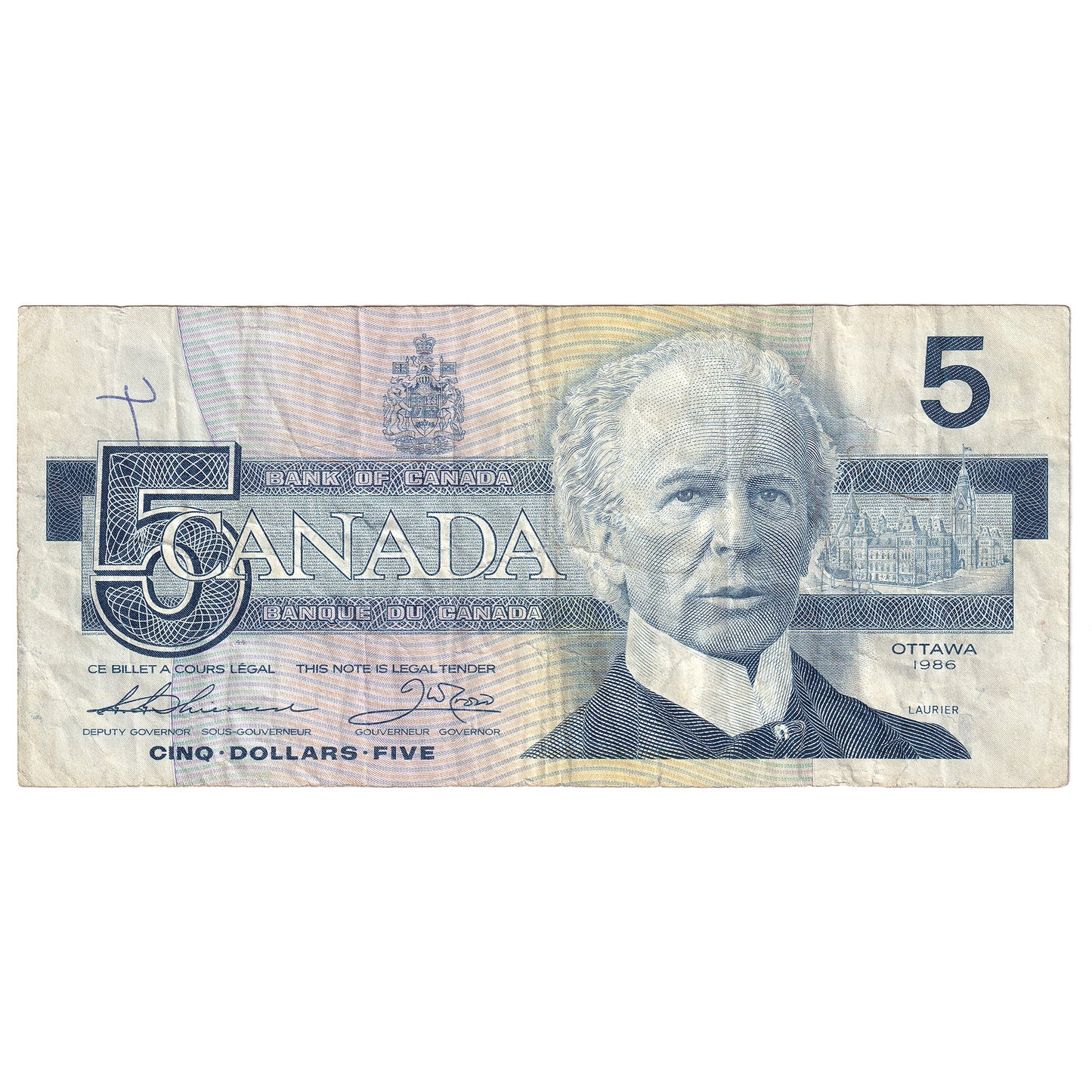 BC-56bA 1986 Canada $5 Thiessen-Crow, ENX, Circ