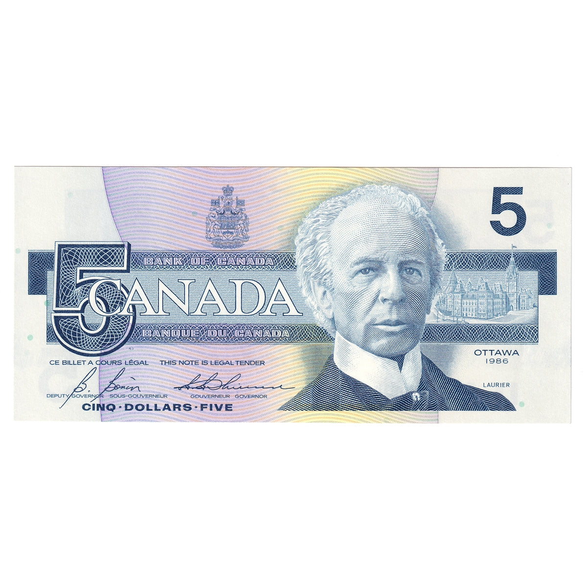 BC-56c 1986 Canada $5 Bonin-Thiessen, GOY, AU-UNC