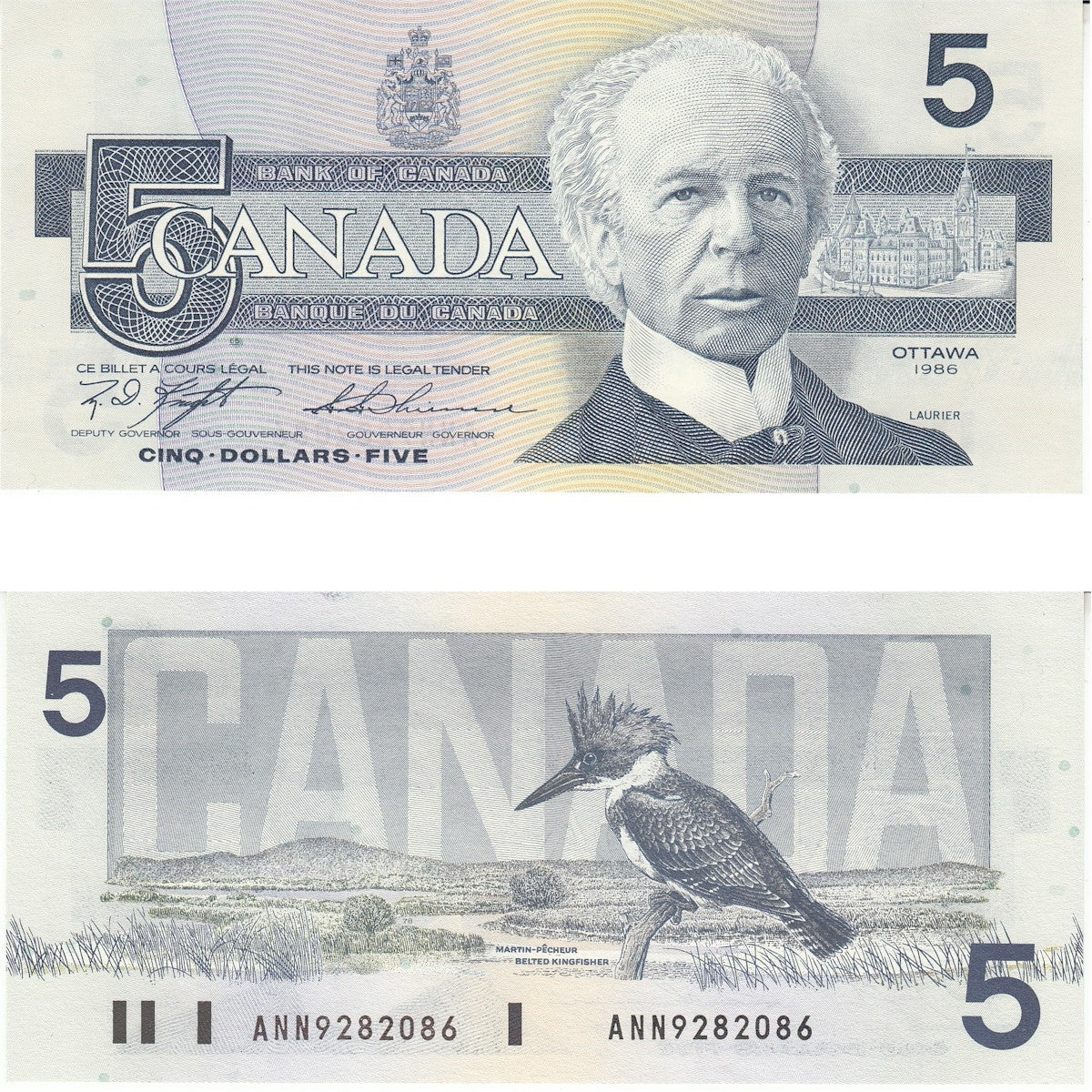 BC-56d 1986 Canada $5 Knight-Thiessen, ANN, Uncirculated (MS60)