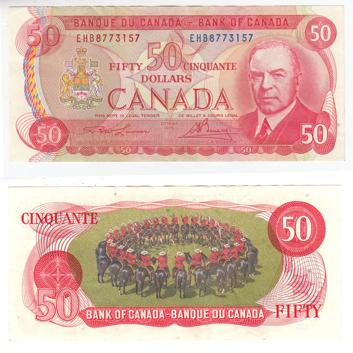 BC-51a-i 1975 Canada $50 Lawson-Bouey, EHB, Almost Uncirculated (AU50)