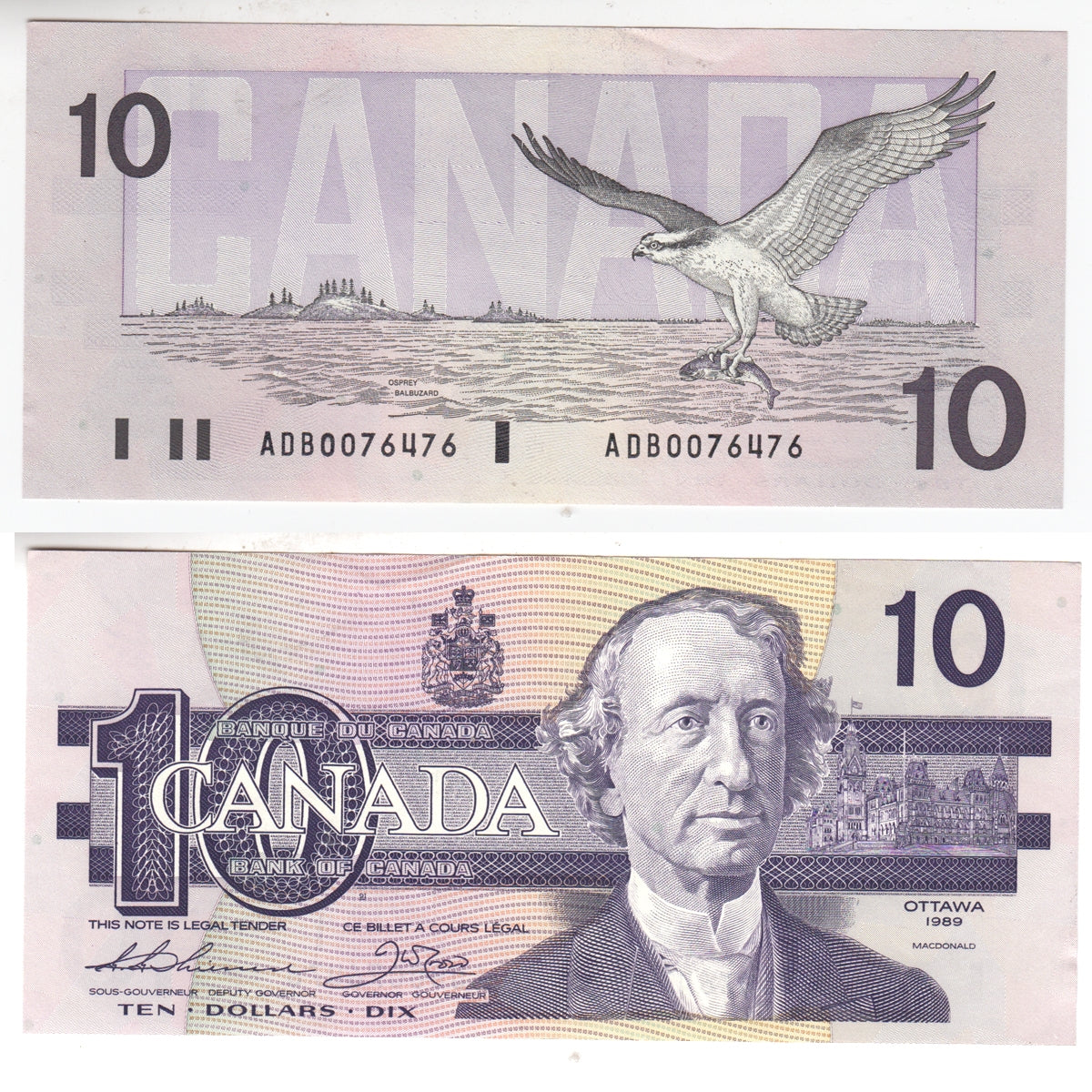 BC-57a 1989 Canada $10 Thiessen-Crow, ADB, Uncirculated (MS60)