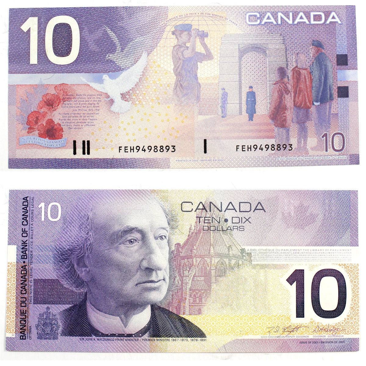 BC-63bA 2002 Canada $10 Knight-Dodge, FEH (9.000M-9.972M), AU-UNC (AU55)