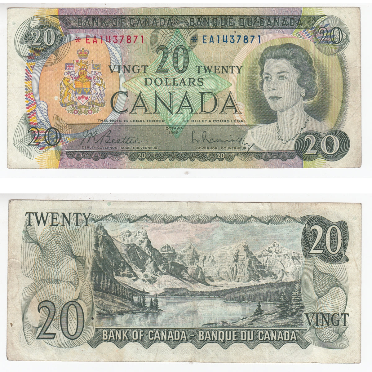 BC-50aA 1969 Canada $20 Beattie-Rasminsky, *EA, Very Fine (VF20)