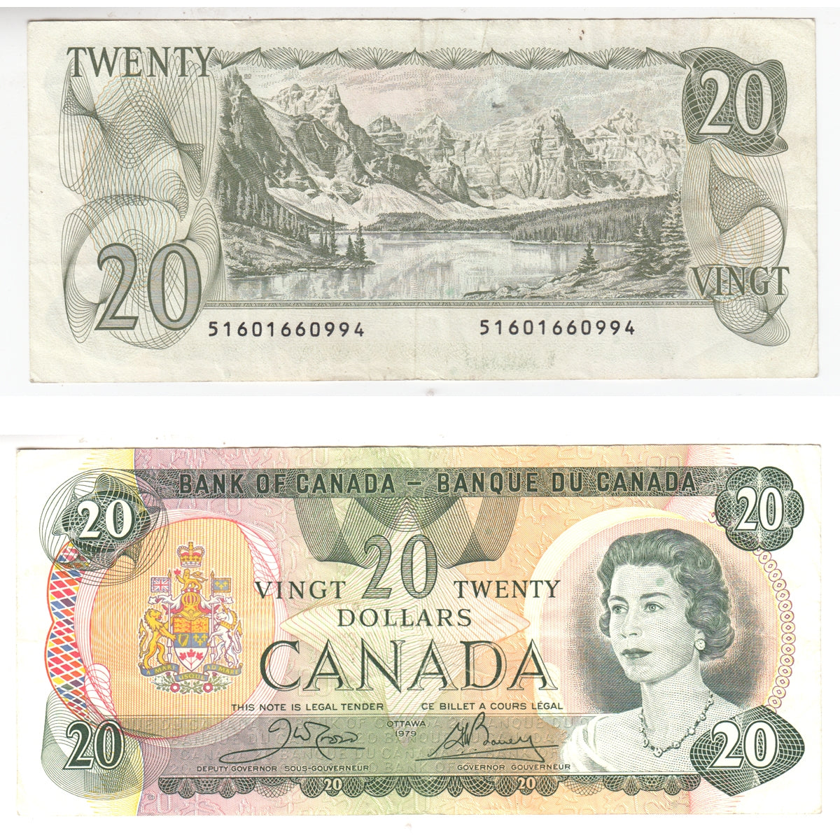 BC-54bA-i 1979 Canada $20 Crow-Bouey, 516, Lithographed, Very Fine (VF20)
