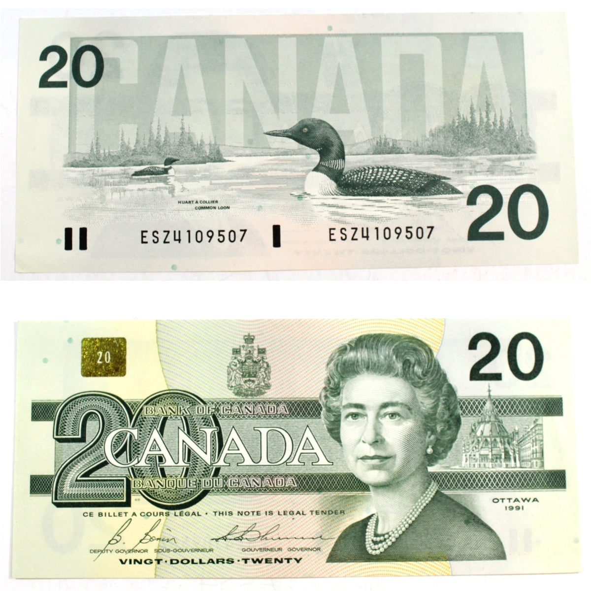 BC-58b 1991 Canada $20 Bonin-Thiessen, ESZ with BPN, AU-UNC (AU55)