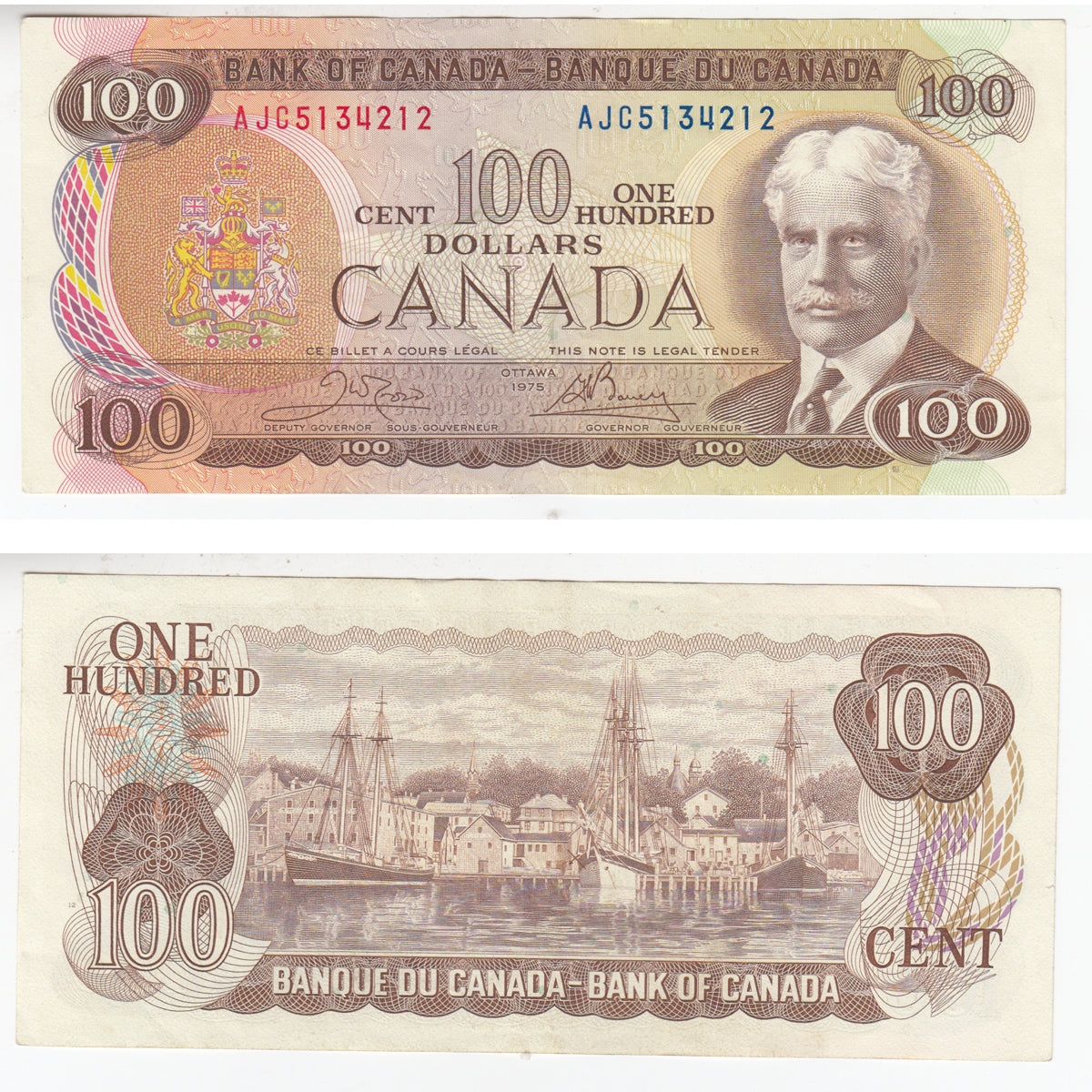 BC-52b 1975 Canada $100 Crow-Bouey, AJC, EF-AU (EF45)
