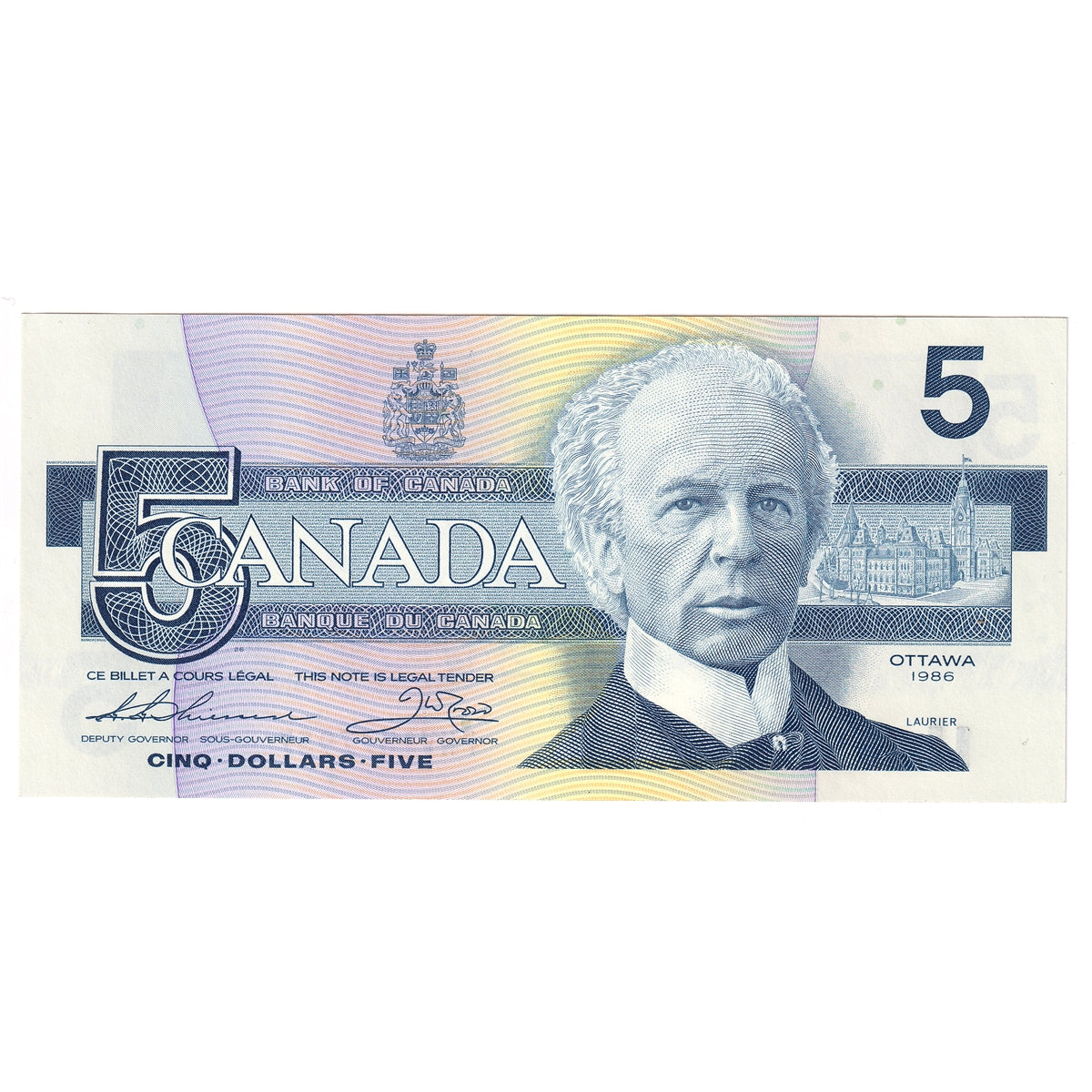 BC-56b 1986 Canada $5 Thiessen-Crow, FNV, UNC