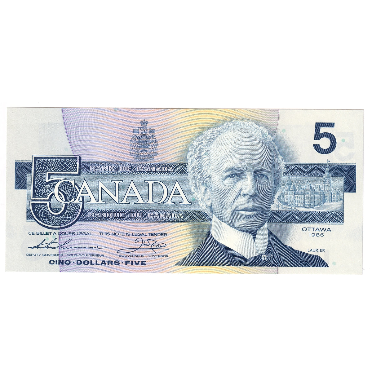 BC-56b 1986 Canada $5 Thiessen-Crow, FNZ, Uncirculated (MS60)