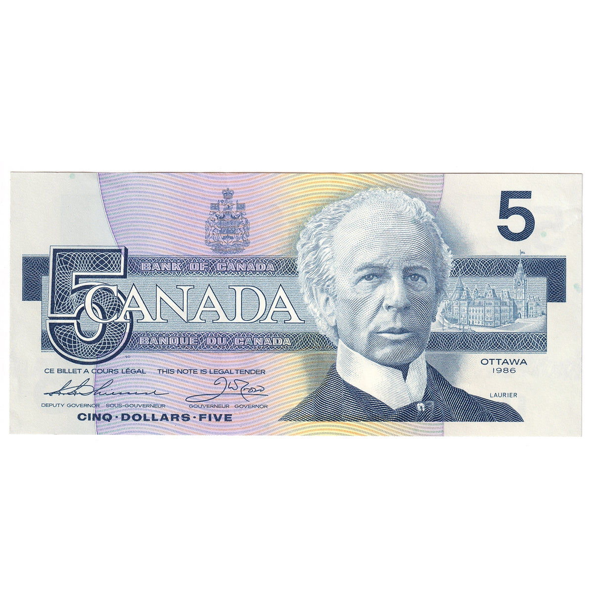 BC-56b 1986 Canada $5 Thiessen-Crow, FOR, AU