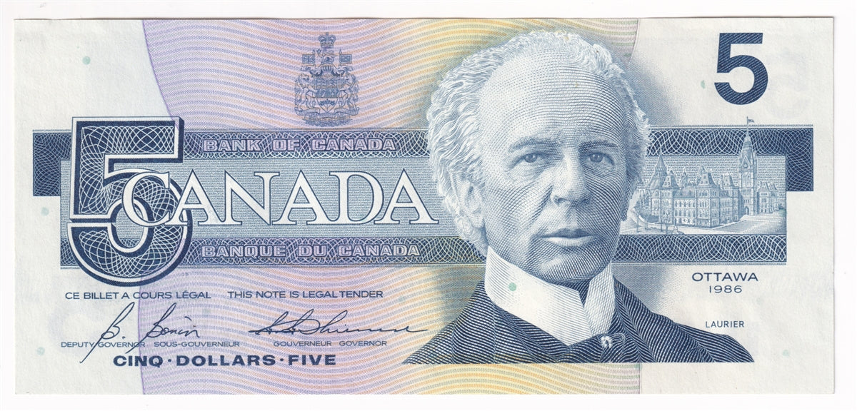 BC-56c 1986 Canada $5 Bonin-Thiessen, GOA, AU-UNC