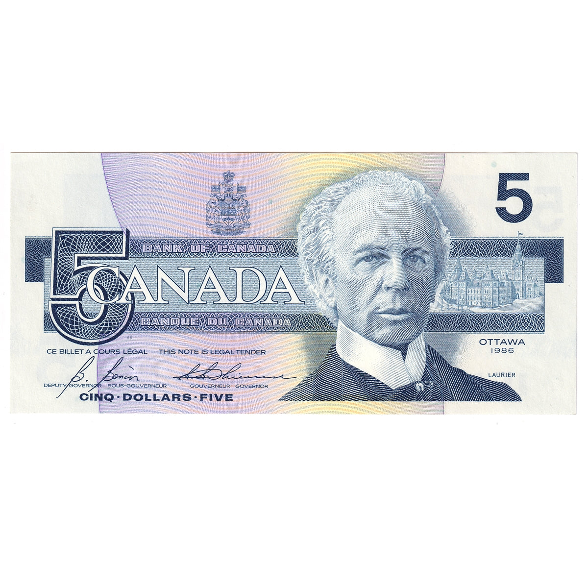 BC-56c 1986 Canada $5 Bonin-Thiessen, GOG, AU-UNC (AU55)