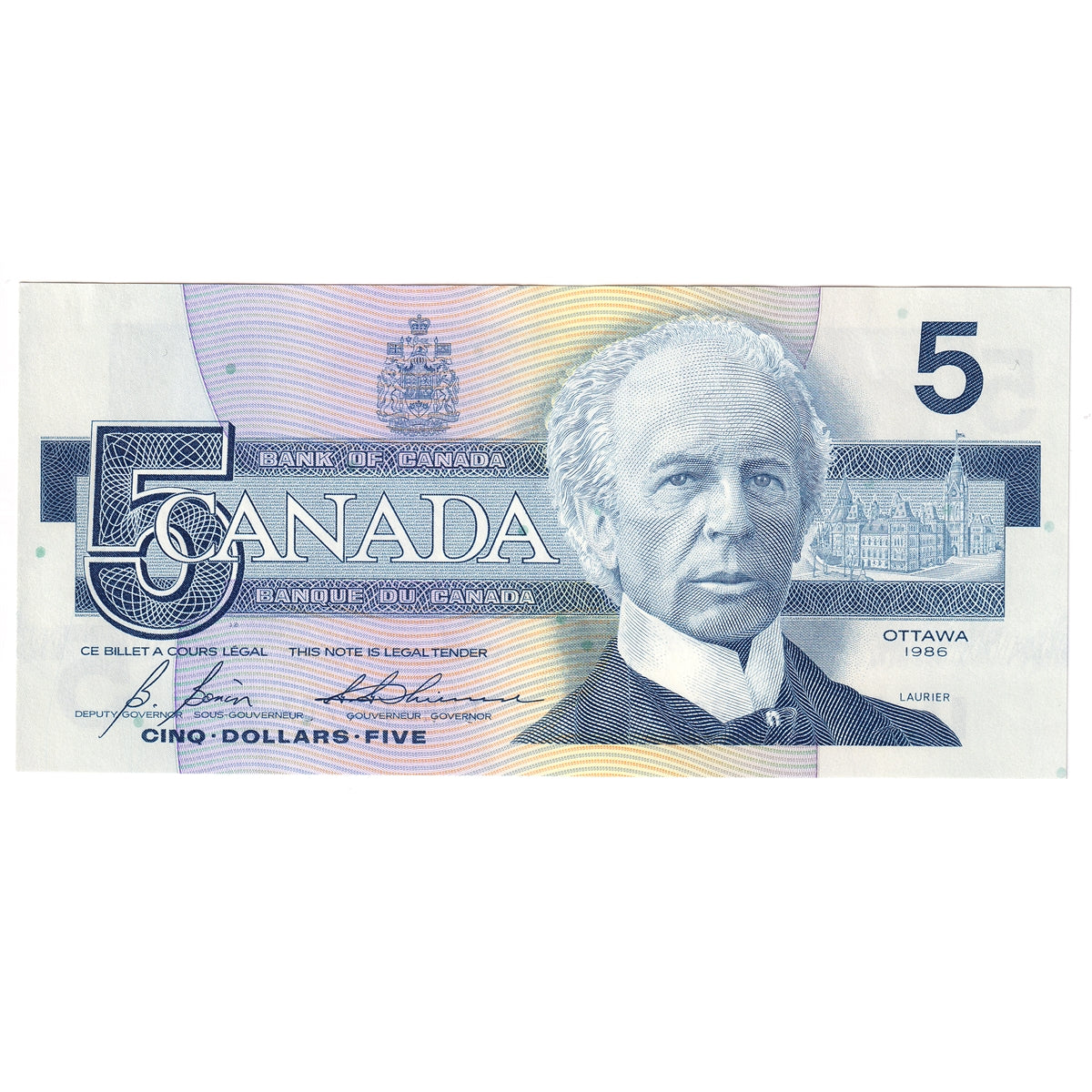 BC-56c 1986 Canada $5 Bonin-Thiessen, GOR, AU-UNC