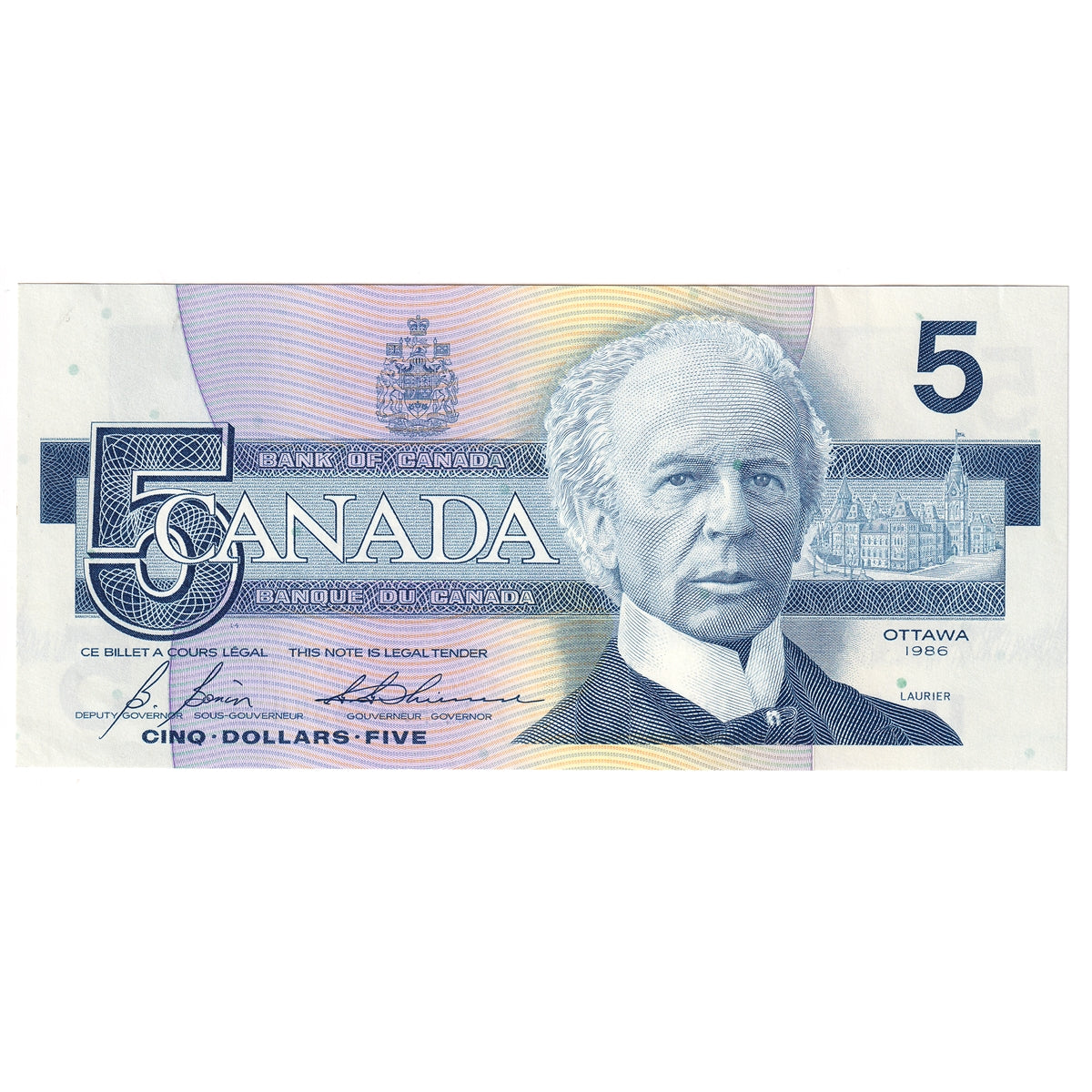 BC-56c 1986 Canada $5 Bonin-Thiessen, GPF, AU-UNC