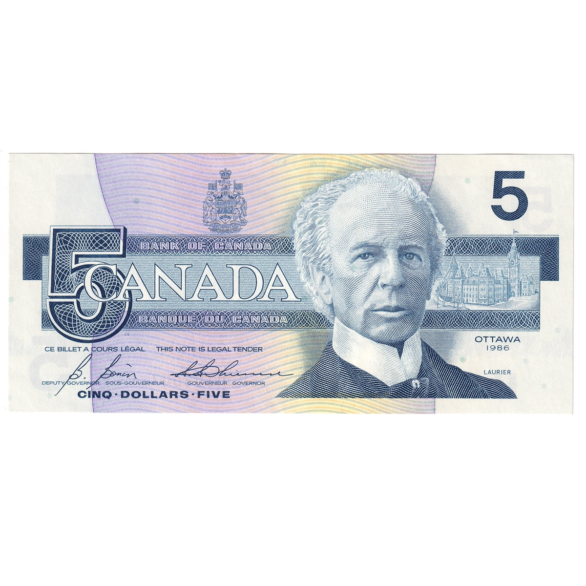 BC-56c 1986 Canada $5 Bonin-Thiessen, GPJ, AU-UNC