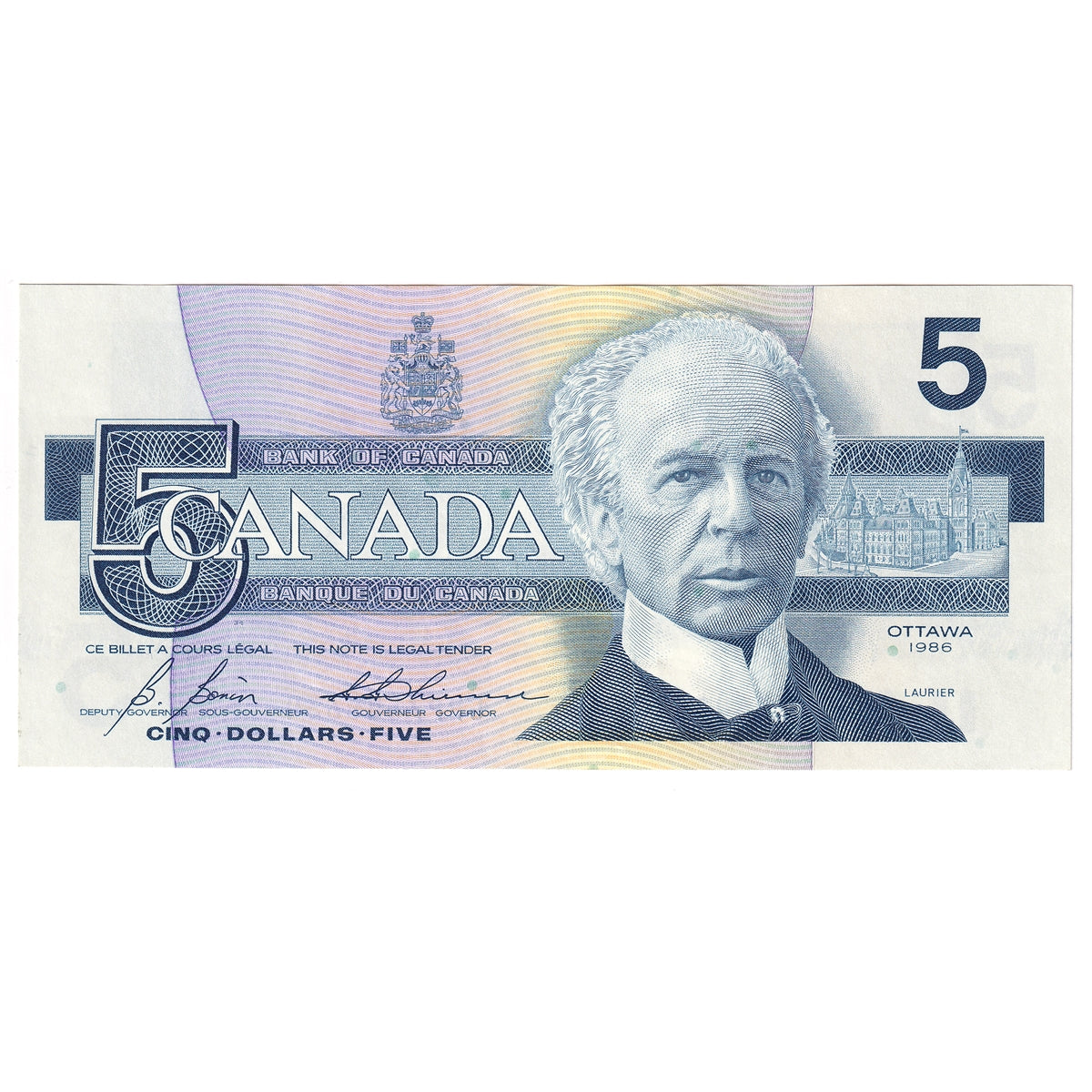 BC-56c 1986 Canada $5 Bonin-Thiessen, GPP, AU-UNC
