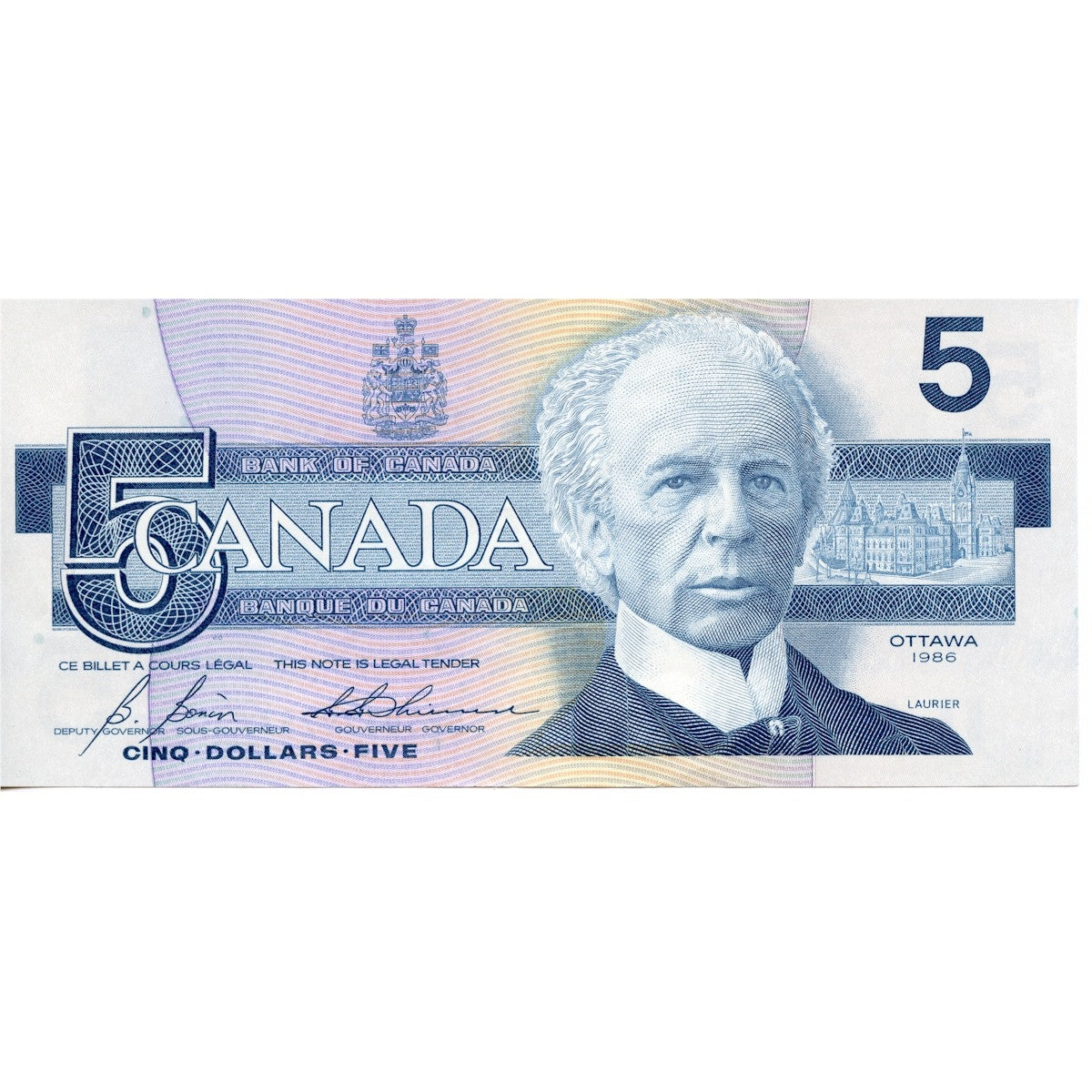 BC-56c 1986 Canada $5 Bonin-Thiessen, GPS, AU-UNC