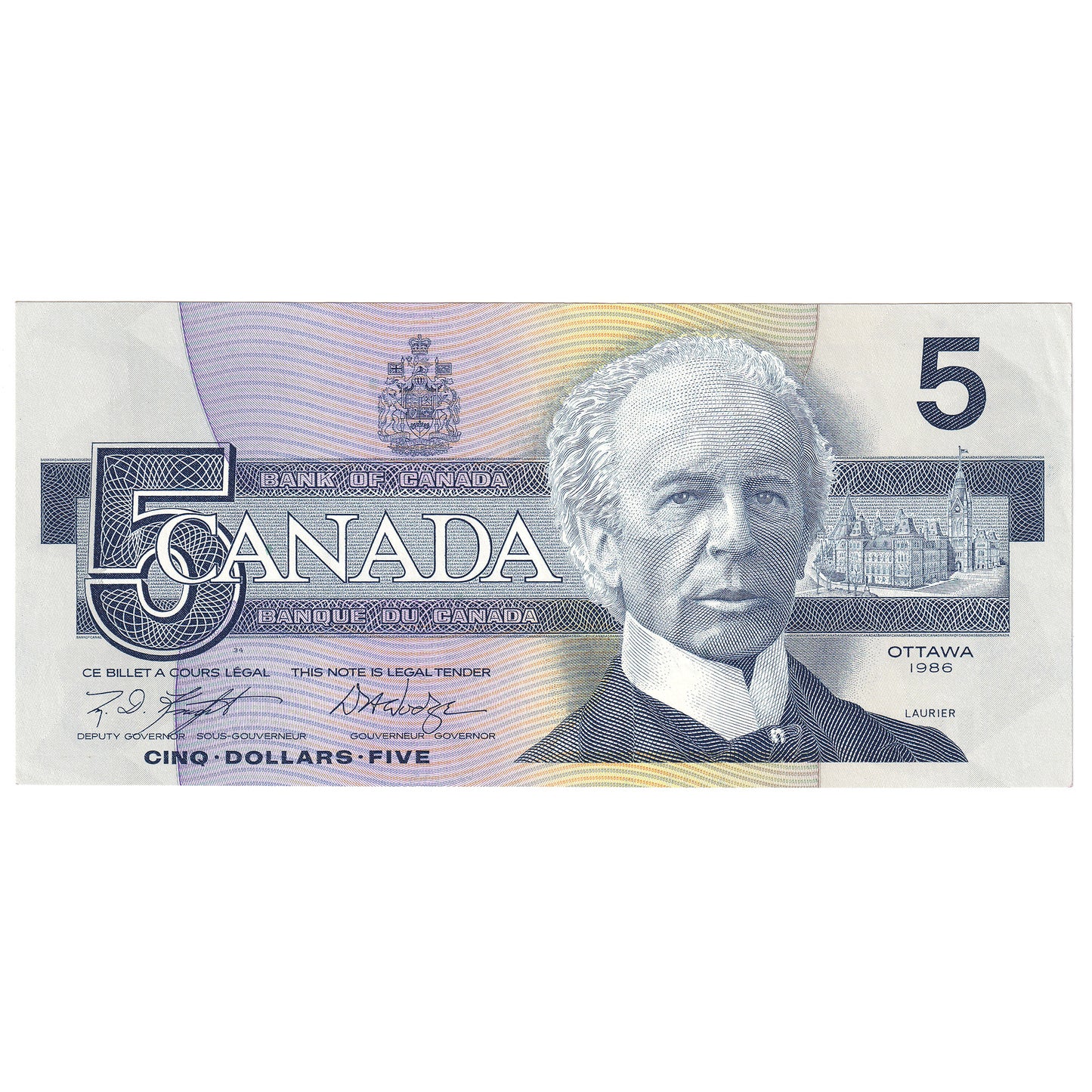 BC-56e 1986 Canada $5 Knight-Dodge, GPY, AU-UNC