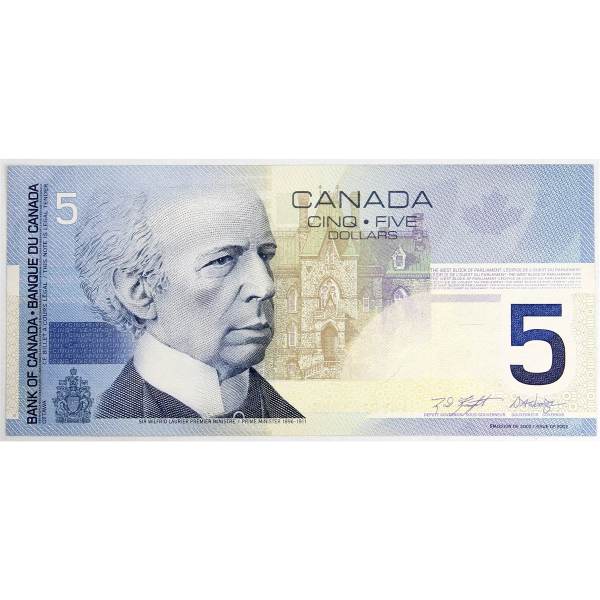 BC-62a 2001 Canada $5 Knight-Dodge, ANY, AU-UNC